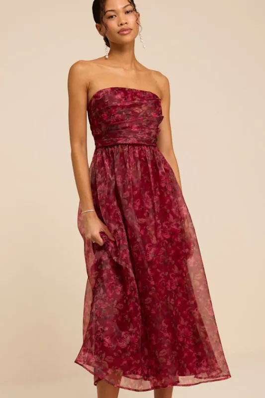Freddie Berry Floral Organza Midi Dress made by Lulus