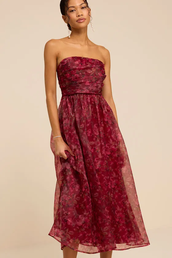 Freddie Berry Floral Organza Midi Dress sold by Lulus
