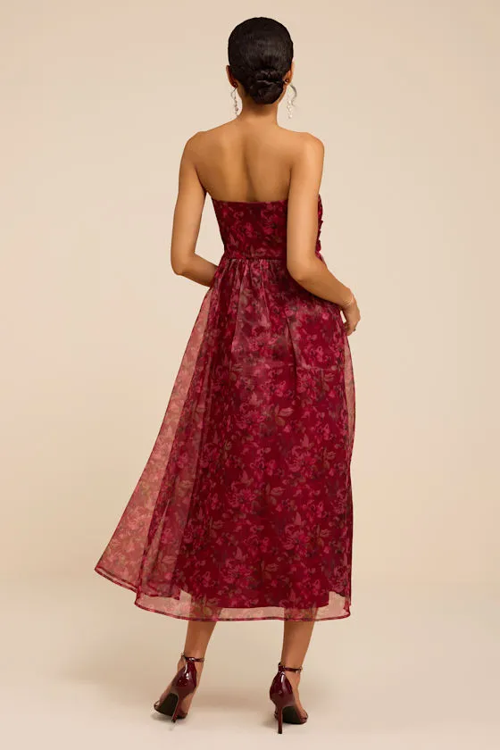 Freddie Berry Floral Organza Midi Dress sold by Lulus product image thumbnail 4