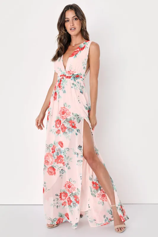 Garden Meandering Blush Floral Print Maxi Dress made by Lulus