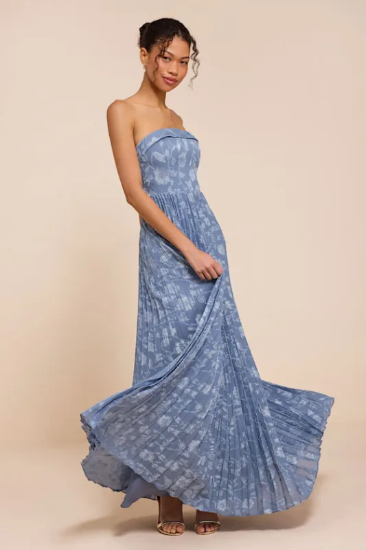 Perfectly Stunning Slate Blue Floral Burnout Maxi Dress made by Lulus