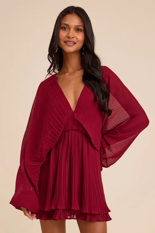 Duxbury Burgundy Dolman Sleeve Mini Dress made by Lulus