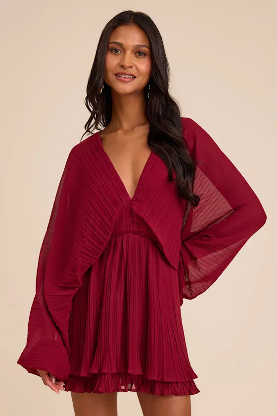 Duxbury Burgundy Dolman Sleeve Mini Dress sold by Lulus
