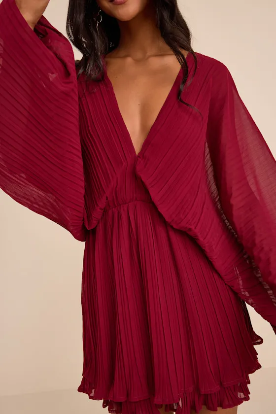 Duxbury Burgundy Dolman Sleeve Mini Dress sold by Lulus product image thumbnail 2