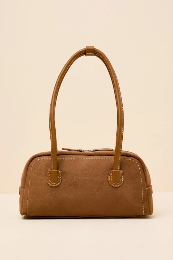 Jori Light Brown Suede East-West Shoulder Bag sold by Lulus product image thumbnail 3