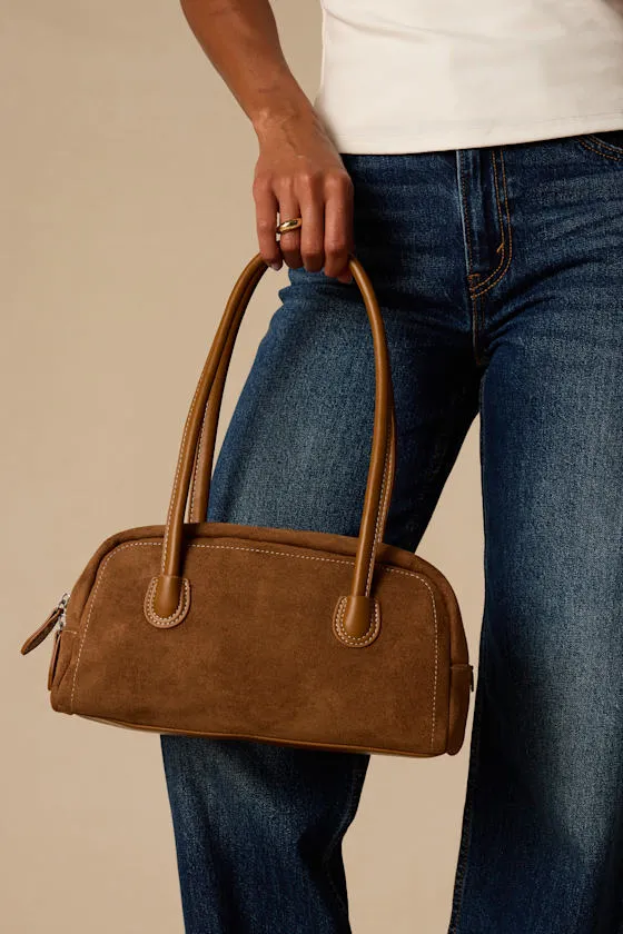 Jori Light Brown Suede East-West Shoulder Bag sold by Lulus product image thumbnail 4