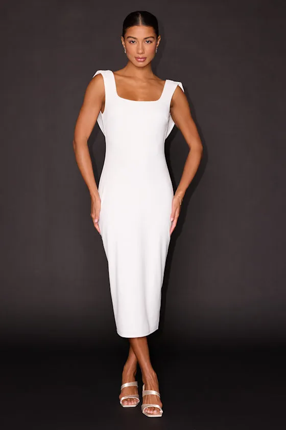 Sullivan White Cowl Back Midi Dress sold by Lulus product image thumbnail 2
