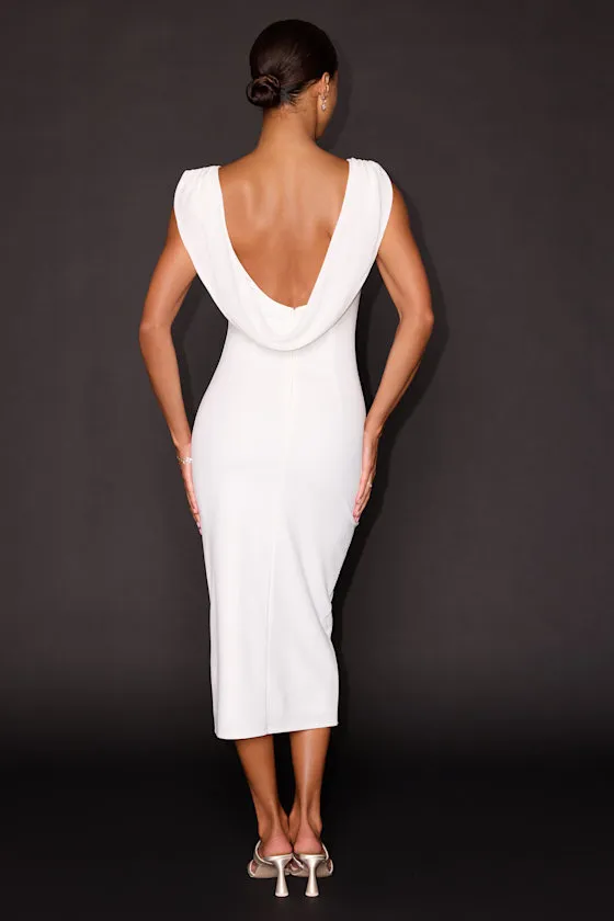 Sullivan White Cowl Back Midi Dress sold by Lulus product image thumbnail 4