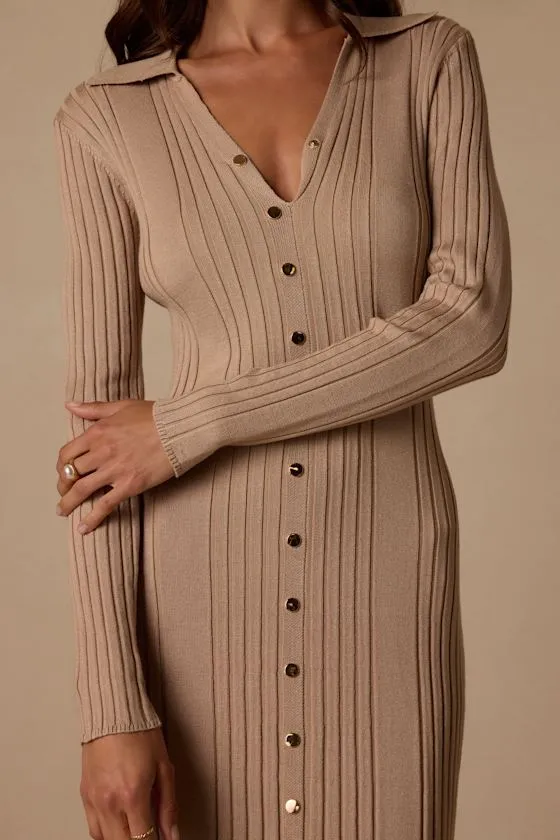Quincy Beige Collared Sweater Dress sold by Lulus product image thumbnail 2