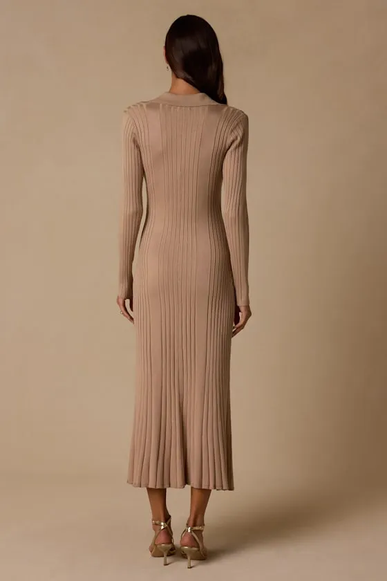 Quincy Beige Collared Sweater Dress sold by Lulus product image thumbnail 3