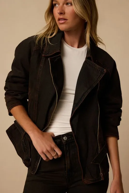 80's Bomber Dark Brown Denim Jacket made by Levi's