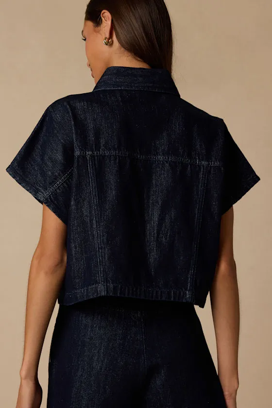 Lele Dark Wash Button-Front Denim Top sold by Lulus product image thumbnail 3