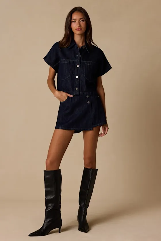 Lele Dark Wash Button-Front Denim Top sold by Lulus product image thumbnail 4