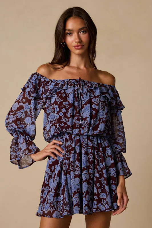Inde Plum Floral Off-the-Shoulder Mini Dress made by Lulus