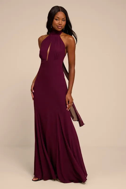 Miselle Plum Halter Maxi Dress made by Lulus
