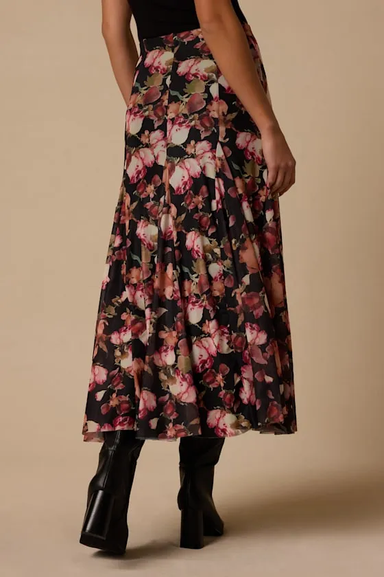 Sookie Black Floral Midi Skirt sold by Lulus product image thumbnail 3