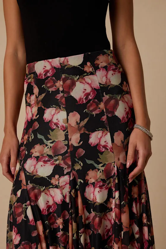 Sookie Black Floral Midi Skirt sold by Lulus product image thumbnail 4