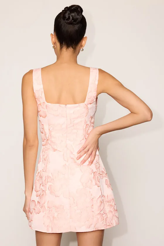 Tommie Light Pink Floral Jacquard Mini Dress sold by Lulus product image thumbnail 3