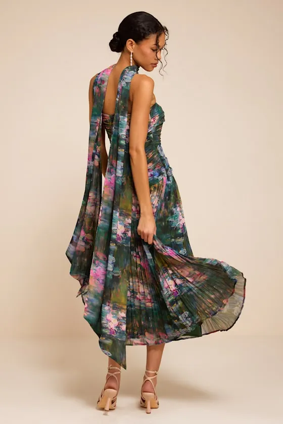 Nellie Blue Multi Strapless Midi Dress & Scarf Set sold by Lulus product image thumbnail 3