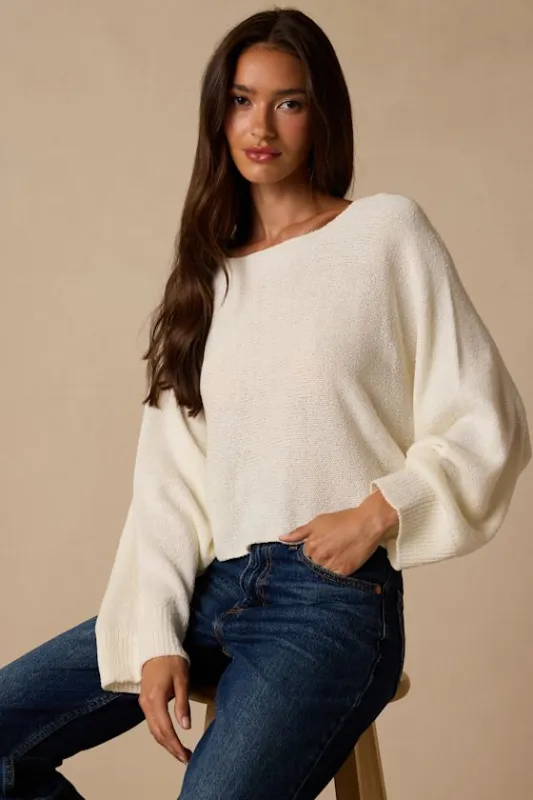 Jaylin Ivory Boat Neck Pullover Sweater made by Lulus