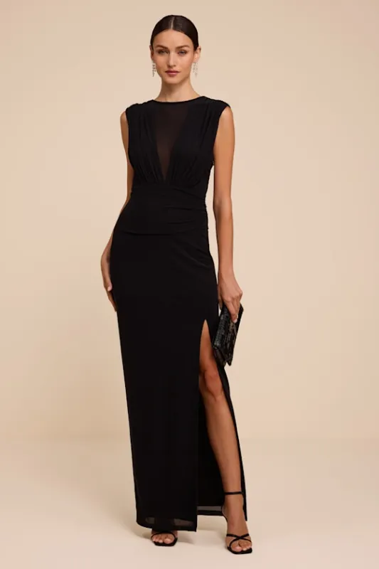 Beatrix Black Plunge Maxi Dress made by Lulus