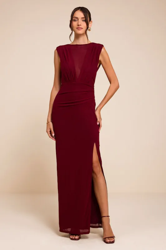 Beatrix Berry Plunge Maxi Dress made by Lulus