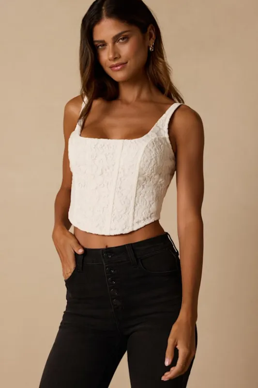 Reya White Lace Cropped Corset Top made by Lulus