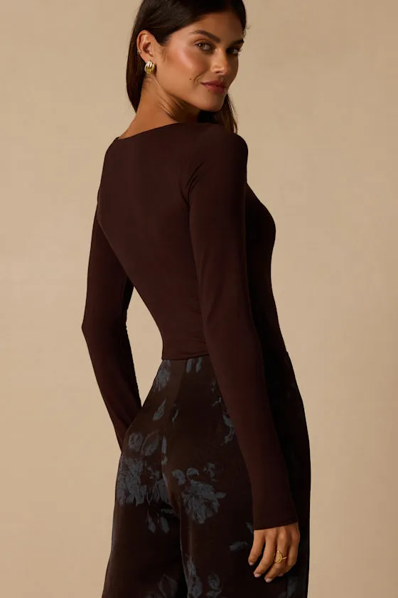 Easily Loved Brown Long Sleeve Bodysuit sold by Lulus product image thumbnail 2