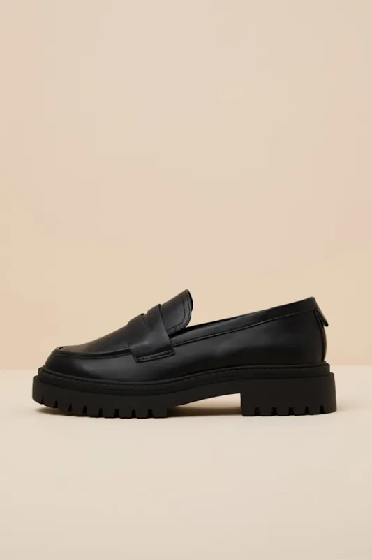 Henrik Black Platform Penny Loafers made by MIA