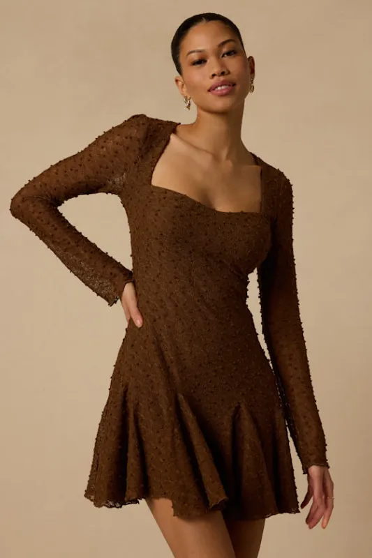 Madison Brown Textured Knit Long Sleeve Dress made by Lulus
