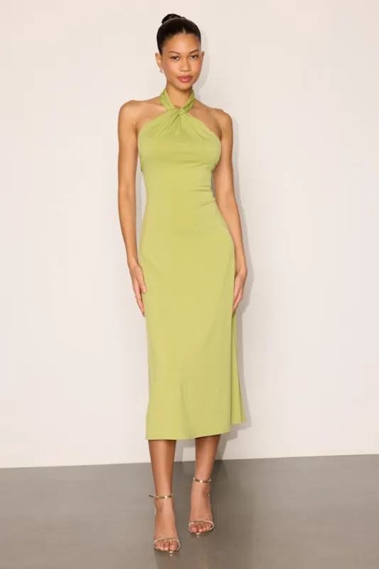 Lalli Lime Green Halter Midi Dress made by Lulus