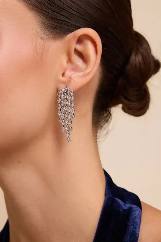 Twinkle Silver Rhinestone Drop Earrings made by Lulus
