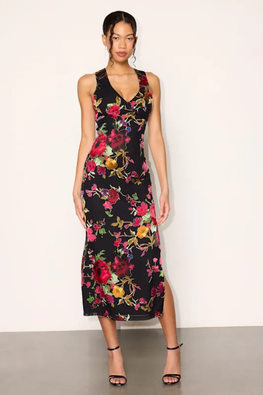Wrenly Black Floral Burnout Midi Dress made by Lulus
