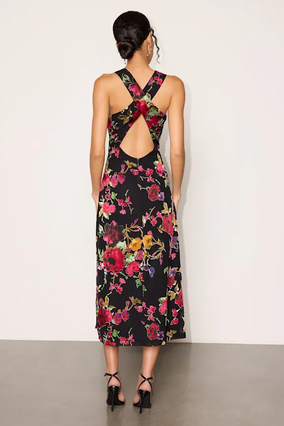 Wrenly Black Floral Burnout Midi Dress sold by Lulus product image thumbnail 2