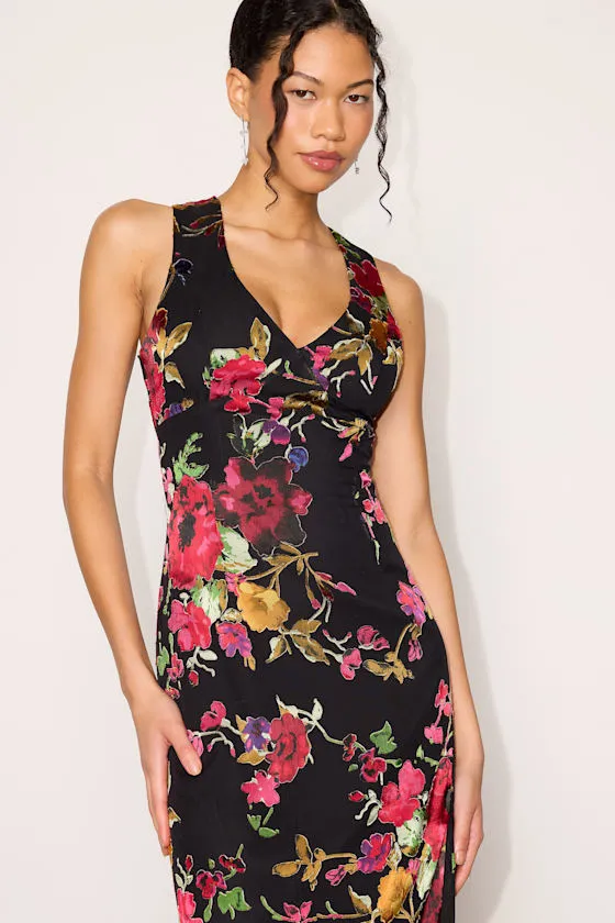Wrenly Black Floral Burnout Midi Dress sold by Lulus product image thumbnail 3