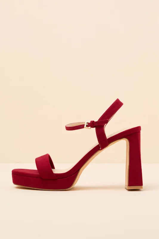 Reeze Dark Red Platform High Heel Sandals made by Lulus