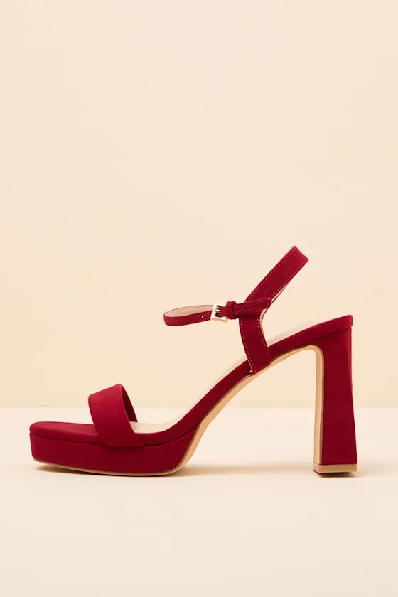 Reeze Dark Red Platform High Heel Sandals sold by Lulus