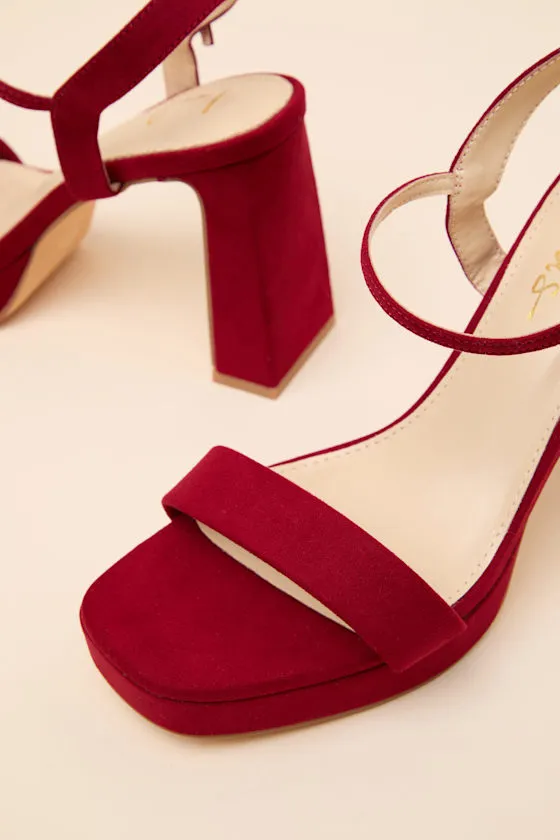 Reeze Dark Red Platform High Heel Sandals sold by Lulus product image thumbnail 4