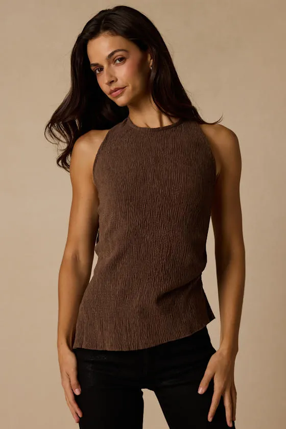 Julian Brown Sleeveless Halter Top sold by Lulus