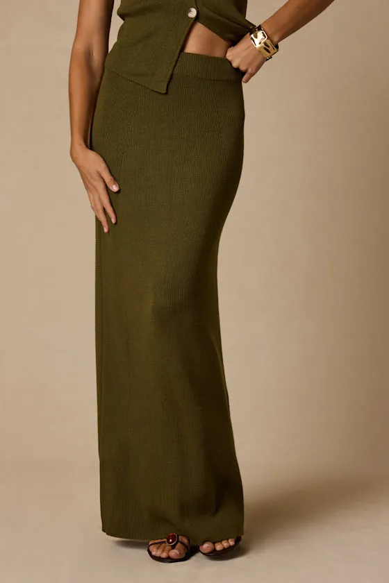 Wyller Olive Green Knit Two-Piece Maxi Dress sold by Lulus product image thumbnail 4