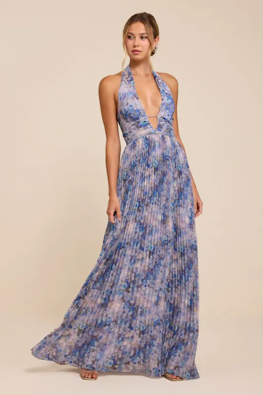 Gemma Blue Floral Chiffon Maxi Dress made by Lulus