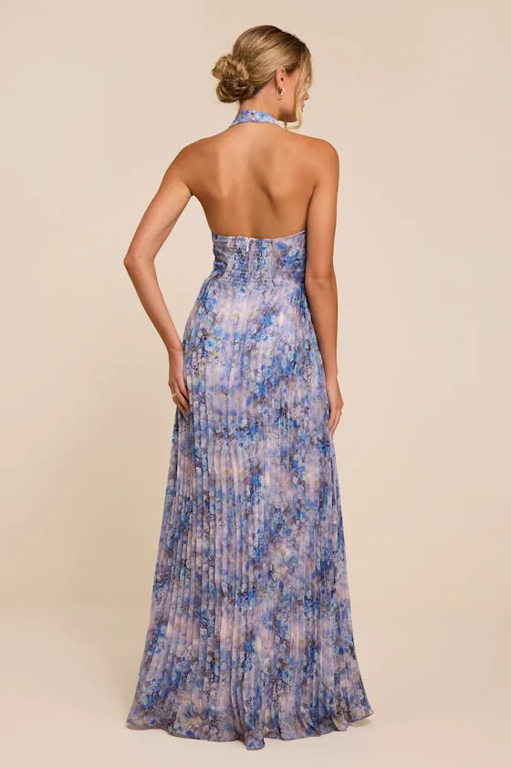 Gemma Blue Floral Chiffon Maxi Dress sold by Lulus product image thumbnail 3