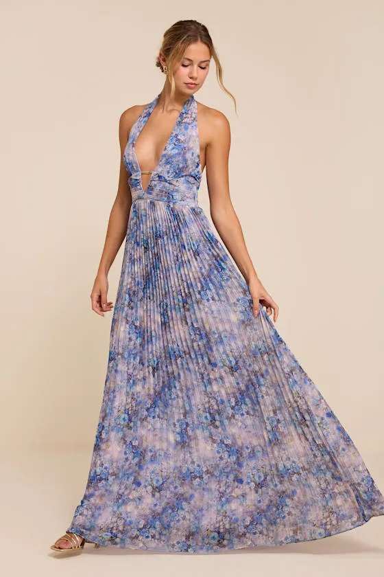 Gemma Blue Floral Chiffon Maxi Dress sold by Lulus product image thumbnail 4