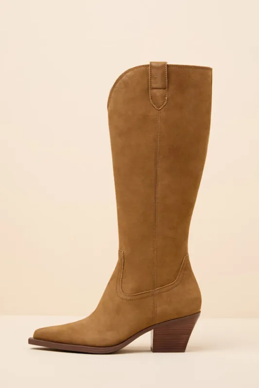 Ratana Camel Suede Leather Knee-High Boots made by Dolce Vita