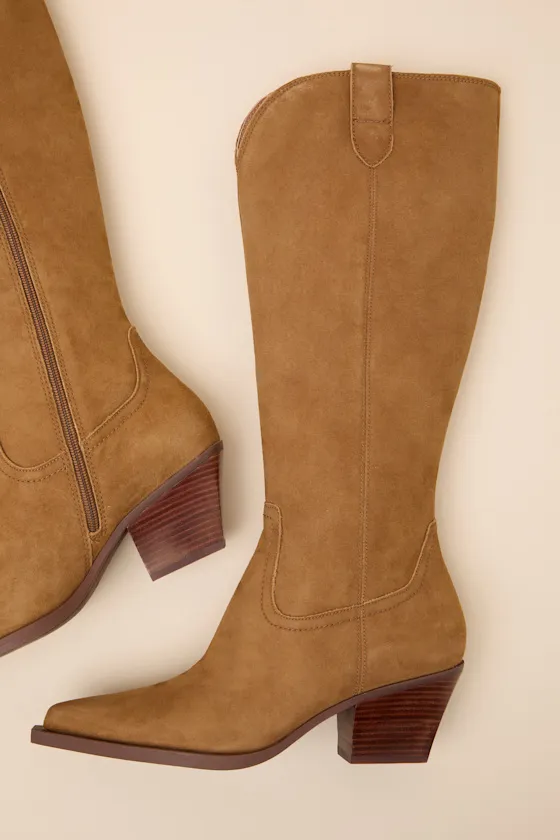 Ratana Camel Suede Leather Knee-High Boots sold by Lulus product image thumbnail 2