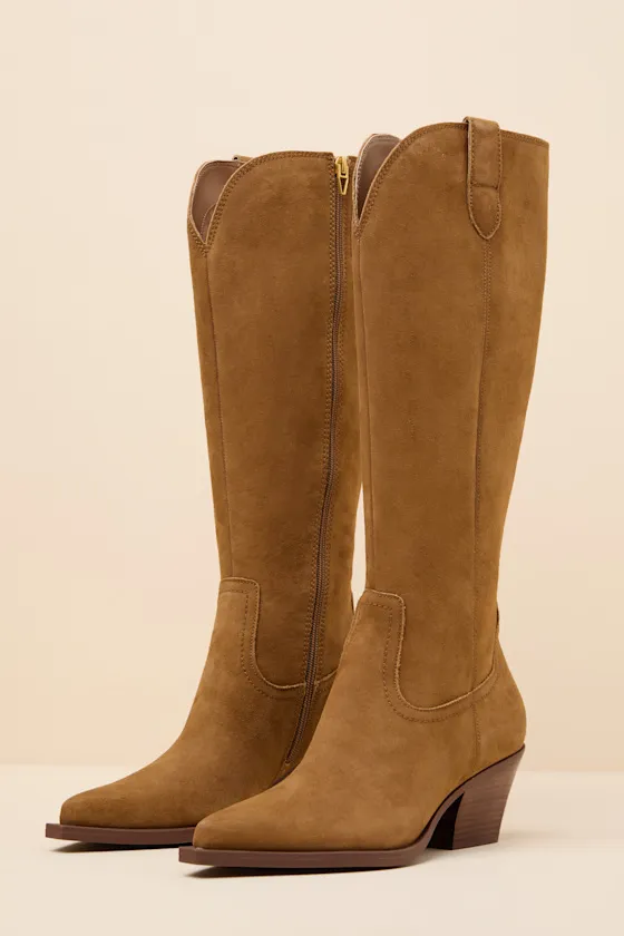 Ratana Camel Suede Leather Knee-High Boots sold by Lulus product image thumbnail 3