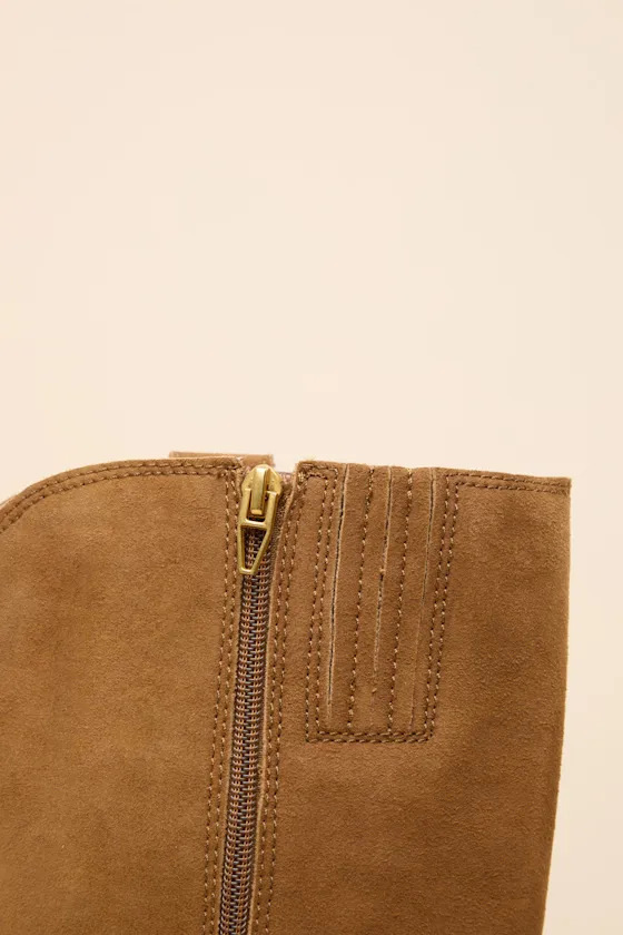 Ratana Camel Suede Leather Knee-High Boots sold by Lulus product image thumbnail 4