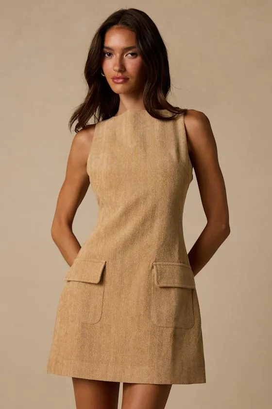 Brooklyn Tan Corduroy Mini Dress With Pockets sold by Lulus