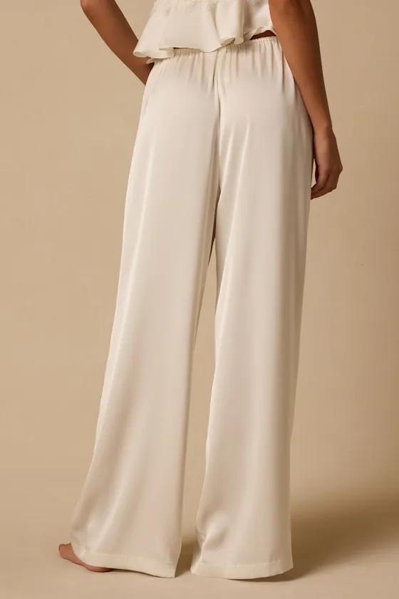 Willa Ivory Satin Pajama Pants sold by Lulus product image thumbnail 4