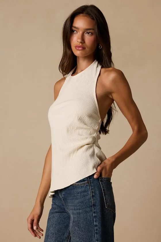 Julian Ivory Sleeveless Halter Top sold by Lulus